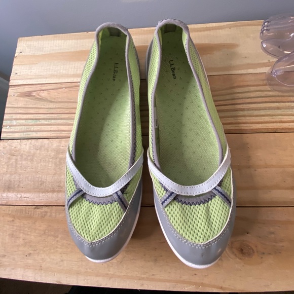 L.L. Bean Women 05330 Green Mary Jane Shoes Fabric Size 9 Slip on comfort - Picture 4 of 8